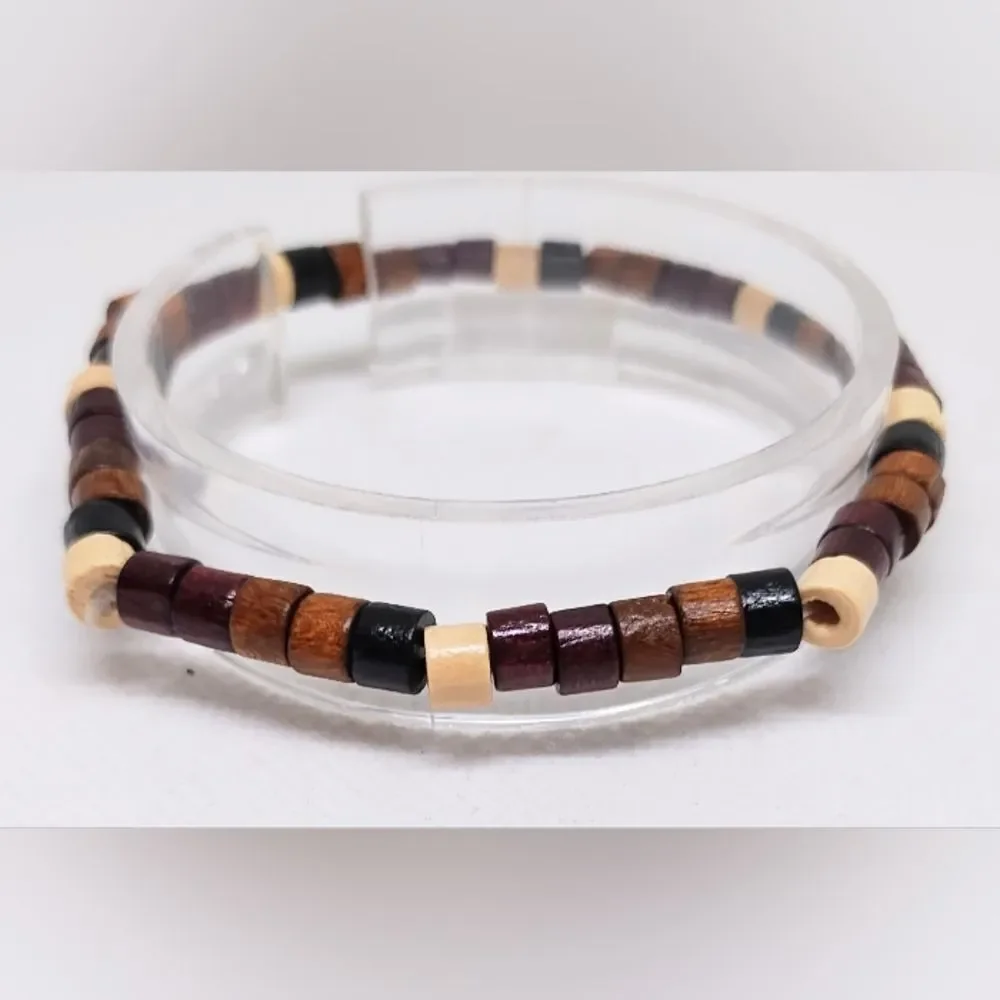 Men's bracelet beaded‎ beads brown new e69
